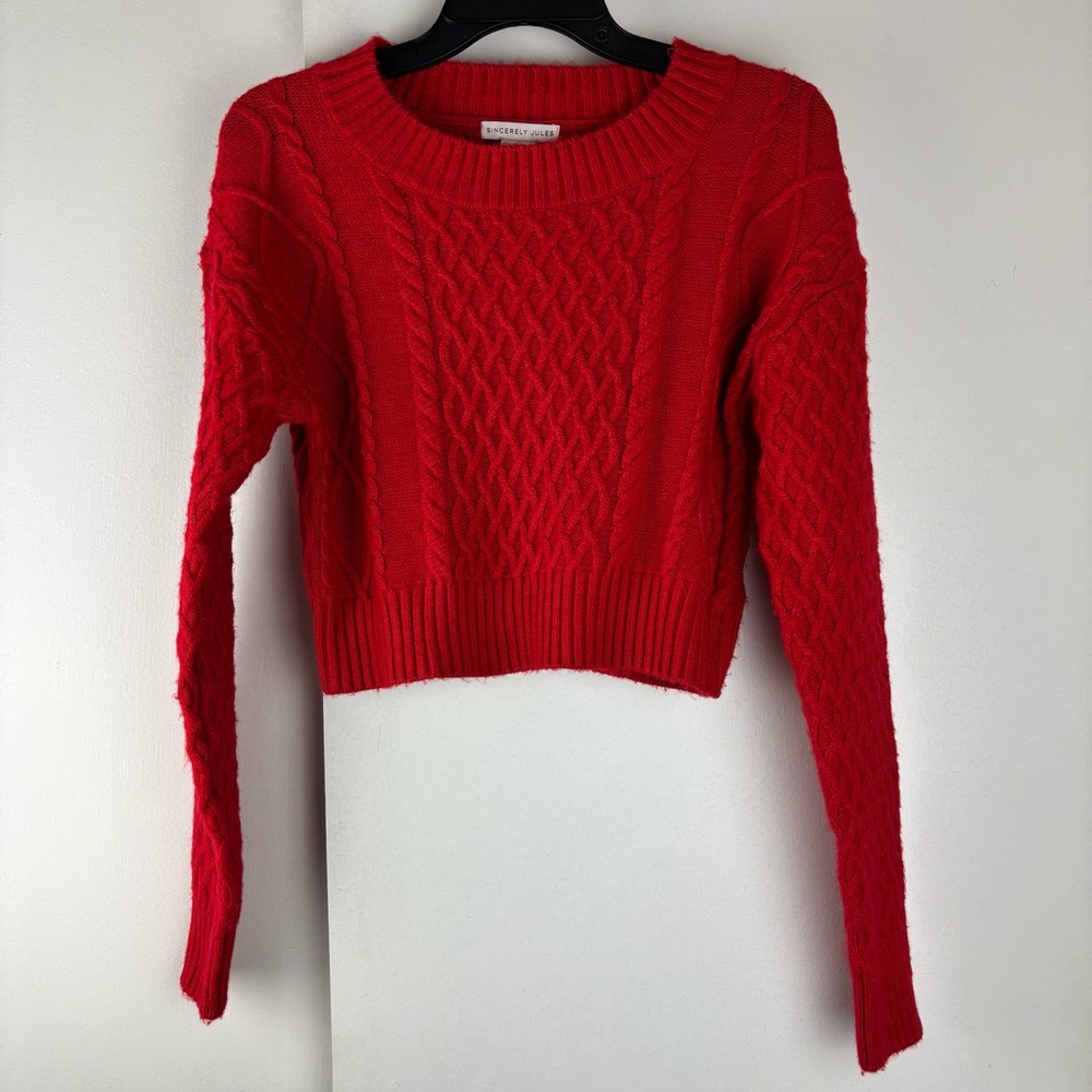 Sincerely Jules Scarlet Cable Knit Sweater